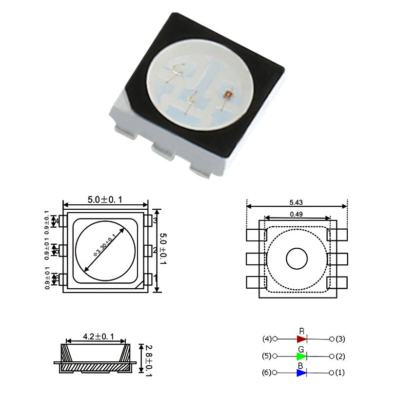 Super Bright Black Shell Epistar 5050SMD Color Changing RGB LED Chip, DIY LED Chip, 500PCS By Sale Super Bright Black Shell Epistar 5050SMD Color Changing RGB LED Chip, DIY LED Chip, 500PCS By Sale